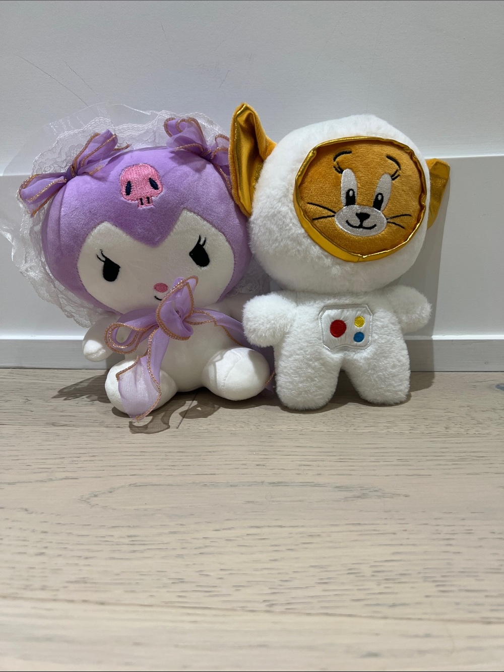 Purple & White Plush Character Duo - Cute Stuffed Animal Set
